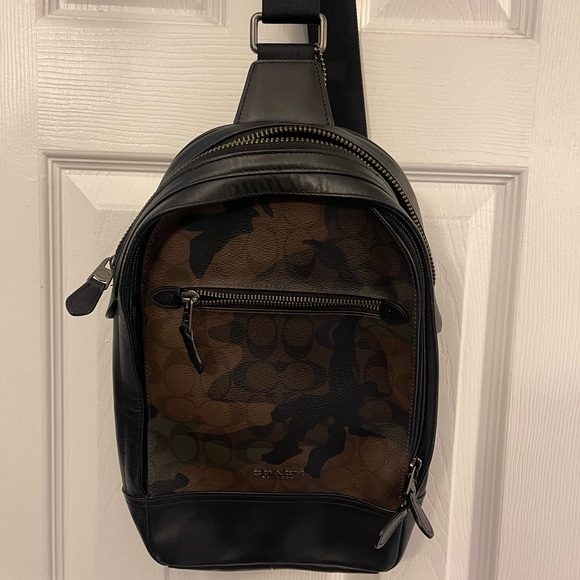 Coach Black and Brown Camouflage Sling Bag - Picture 1 of 7